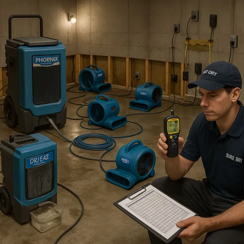 Structural Drying and Dehumidification process in La Paloma, TX
